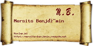 Mersits Benjámin névjegykártya